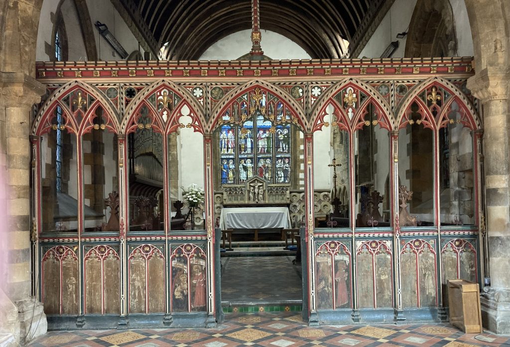 The rood screen and chancel at St Mary's Church, Bloxham