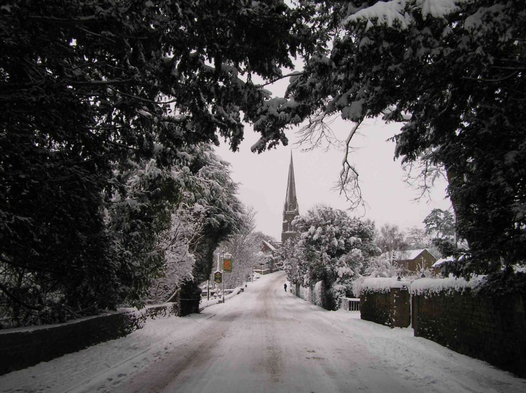St Mary's Church, Bloxham, in the snow